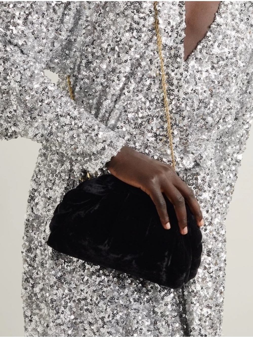 LOEFFLER RANDALL Hariet Braided Black Velvet Shoulder Bag Clutch